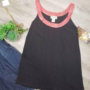 Sir Alistair Rai Womens Black Sleeveless Top With Pink Gold Trim - Size S